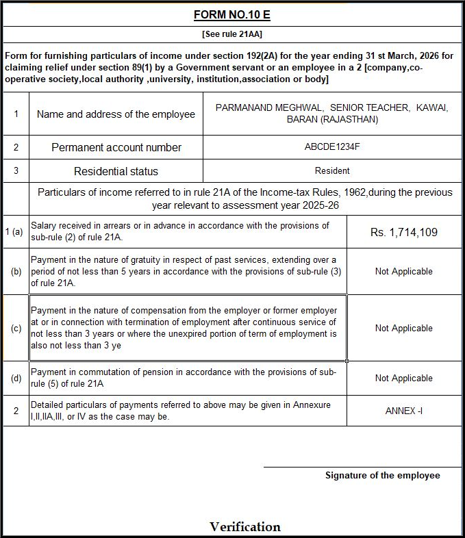 Arrears Relief Calculator in Excel 2025-26